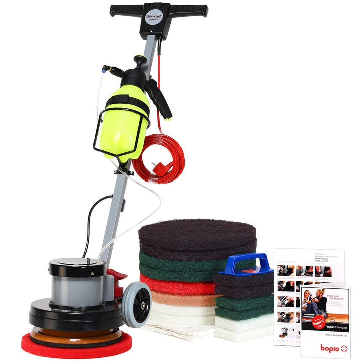 Floorboy® Z12C Starterset mit 12 Zoll Reinigungs-, Einscheiben - und Poliermaschine mit Tank, Pads u