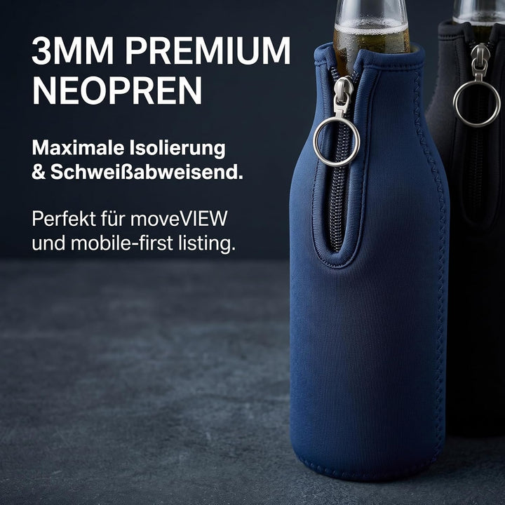 Yosuagr 6er 500ml Verdickter Flaschenkühler Bierkühler mit Reissverschluss | Neopren Bierflaschenküh