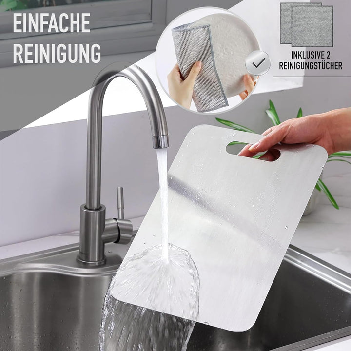 SET 3 Schneidebretter a Titanlegierung für die Küche - Schneidebrett aus Edelstahl SUS316 + 2 SUS304