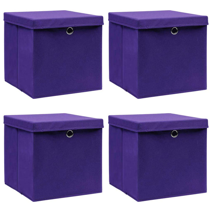 WIFESE 4 Stück Aufbewahrungsbox Mit Deckel 32X32X32 cm Faltbox Mit Fingerloch Storage Boxes Faltbare