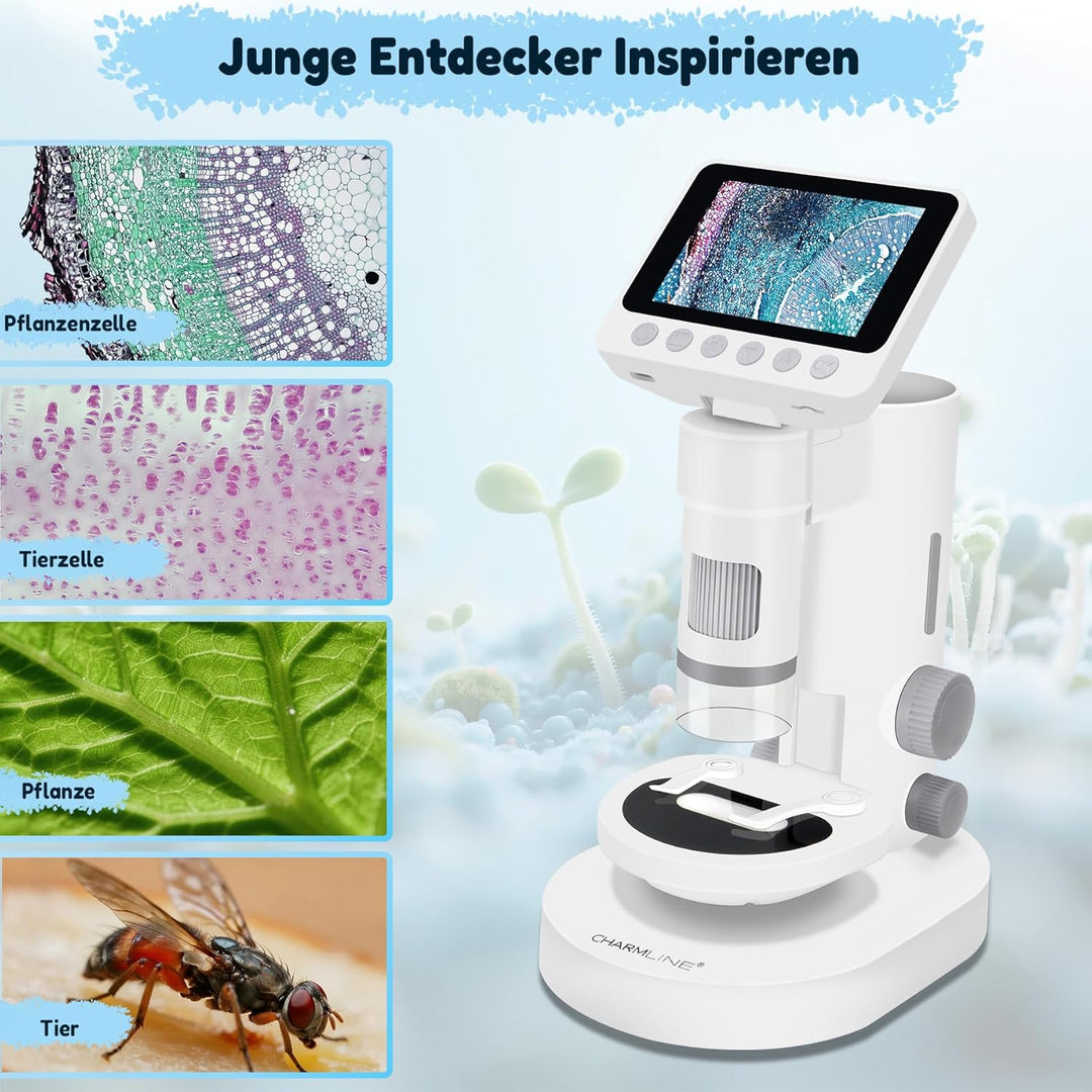 HD Digital Mikroskop für Kinder, Vielseitiges Kinder Mikroskop, Das Bilder und Videos Aufnehmen Kann