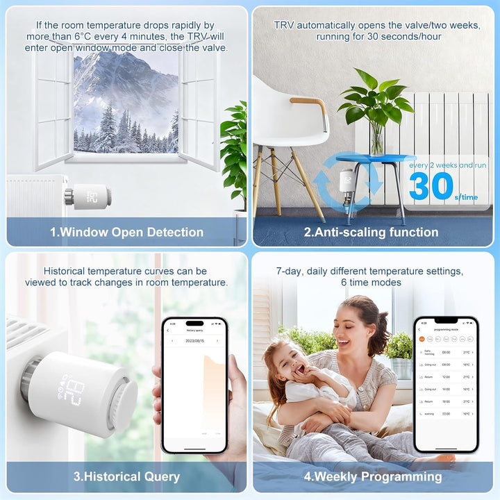 Flintronic Heizkörperthermostat, Zigbee Thermostat Heizung mit LED-Display, Programmierbar Heizungst