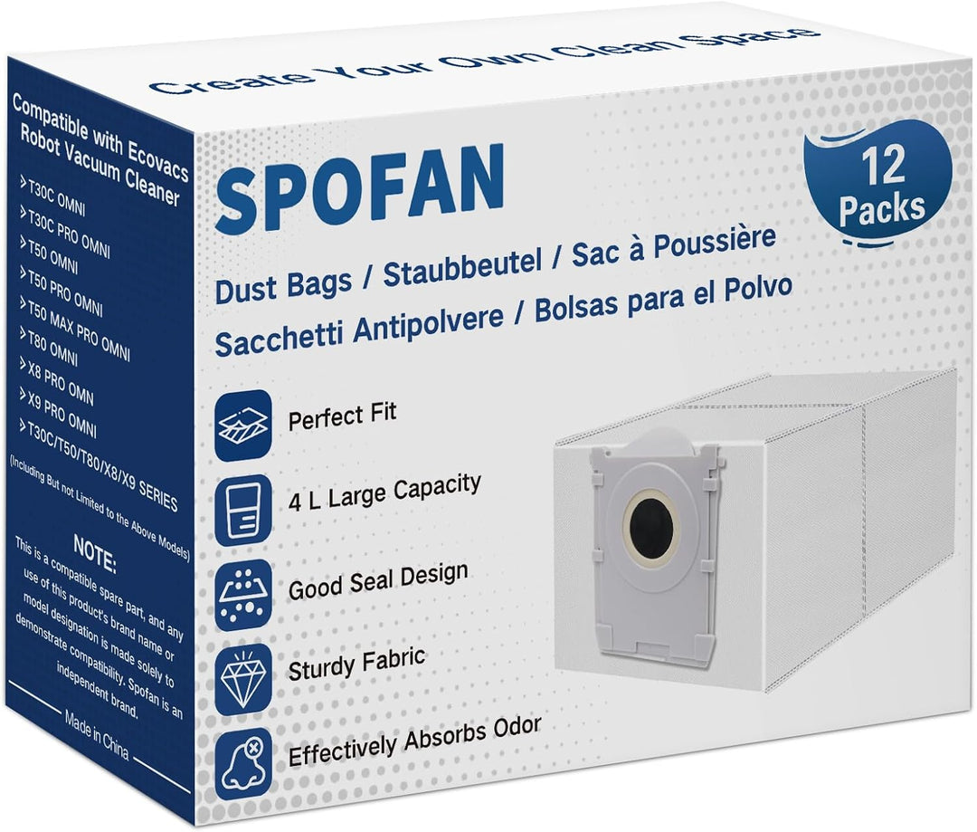 12 Stück Staubbeutel für Ecovacs X8/X9 Pro Omni, T50/T50 Pro/T50 Max Pro Omni, T80 Omni, T30C Pro Om