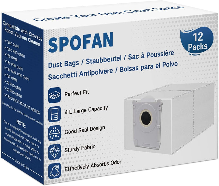 12 Stück Staubbeutel für Ecovacs X8/X9 Pro Omni, T50/T50 Pro/T50 Max Pro Omni, T80 Omni, T30C Pro Om