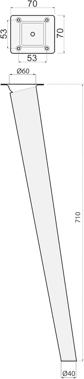 Sossai Tischbeine aus Naturholz Buche unbehandelt, Clif Round HMF2, 71 cm hoch, rund, schräge Ausfüh