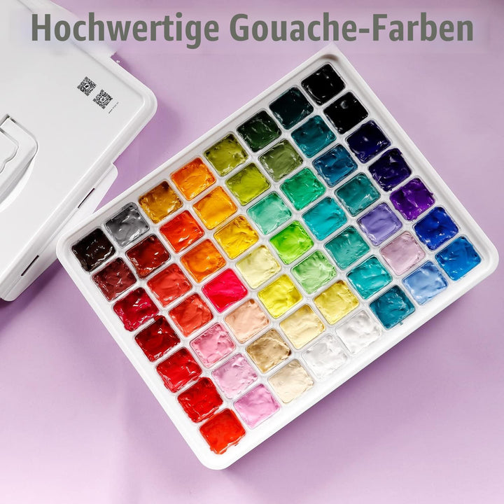 HIMI Gouache-Farben-Set, 56 Farben x 30 ml mit tragbarer Tragetasche, einzigartiges Jelly Cup-Design