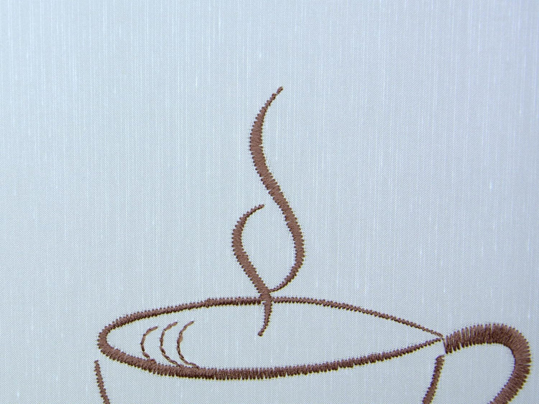 Design Mini Flächenvorhang Set Bestickt Kaffee Coffee | 4057-01 | 3 Teile | Scheibengardine Gesamtbr