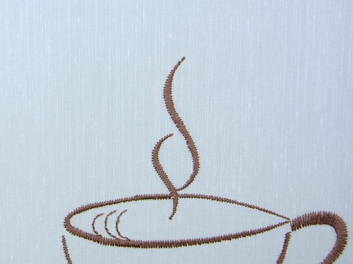 Design Mini Flächenvorhang Set Bestickt Kaffee Coffee | 4057-01 | 3 Teile | Scheibengardine Gesamtbr