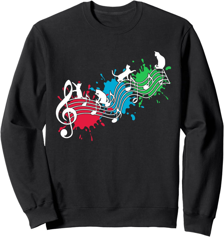 Kleine süsse musikalische Katzen und Kätzchen auf Notenlinien Sweatshirt