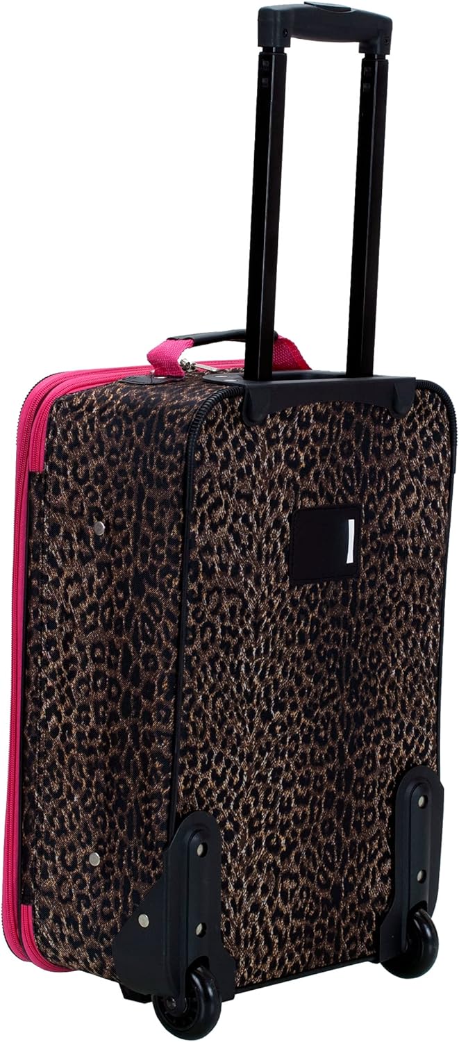 Rockland Jungle Softside Gepäck-Set, pink Leopard, 4-Piece Set (14/29/24/28), Jungle Softside Gepäck