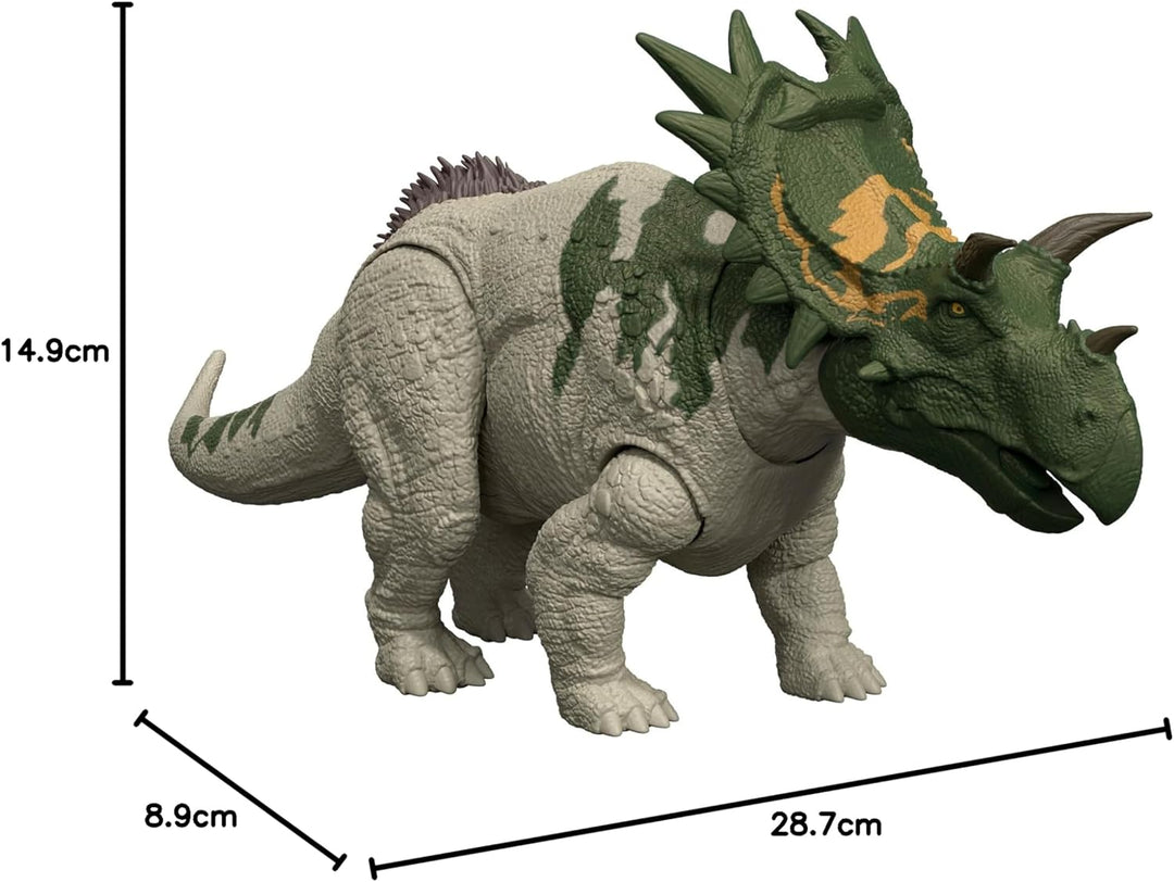 Mattel Jurassic World: Die Wiedergeburt Wild Roar Dinosaurierspielzeug, Spiclypeus, bewegliche Figur