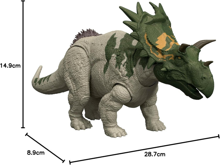Mattel Jurassic World: Die Wiedergeburt Wild Roar Dinosaurierspielzeug, Spiclypeus, bewegliche Figur
