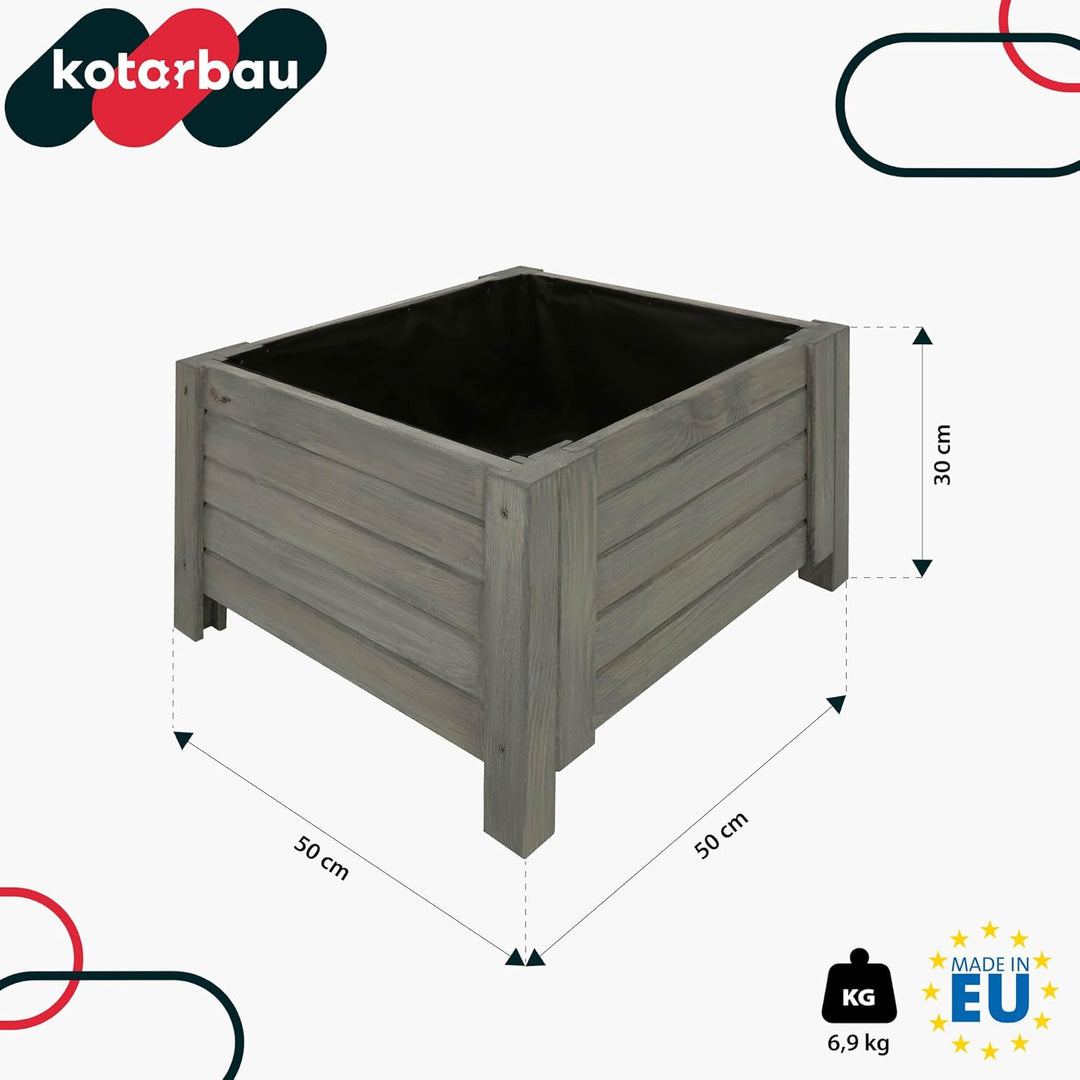 KOTARBAU® Blumenkasten - 50 x 50 x 30 cm - Pflanzkasten mit Vlies - Pflanzkübel gross aussen - Balko