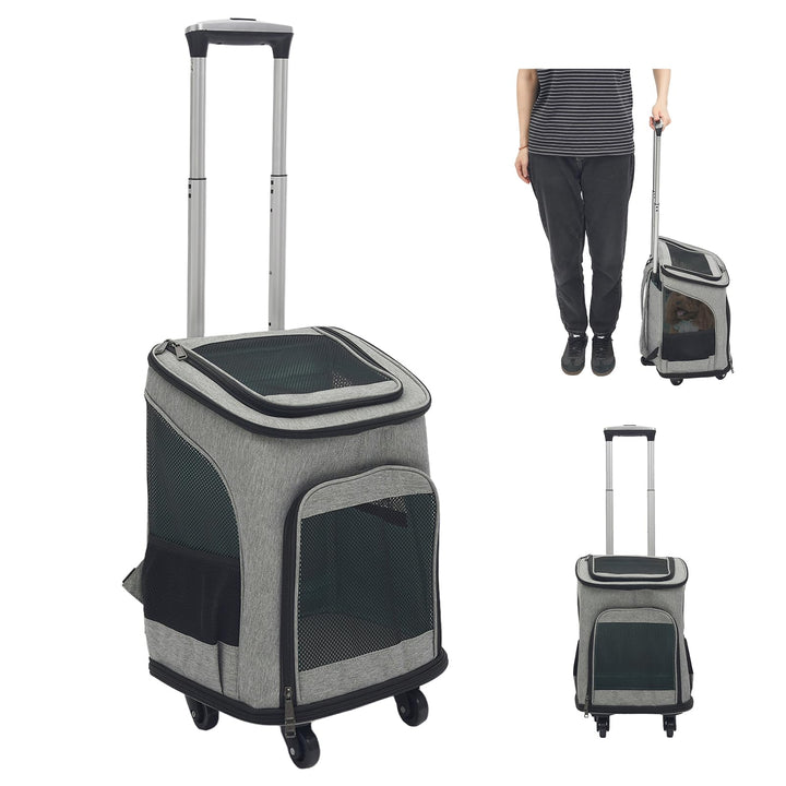 Hundetransportbox mit Rollen,Faltbarer Transportbox,Katzenrucksack mit Teleskopgriff,Transportboxen