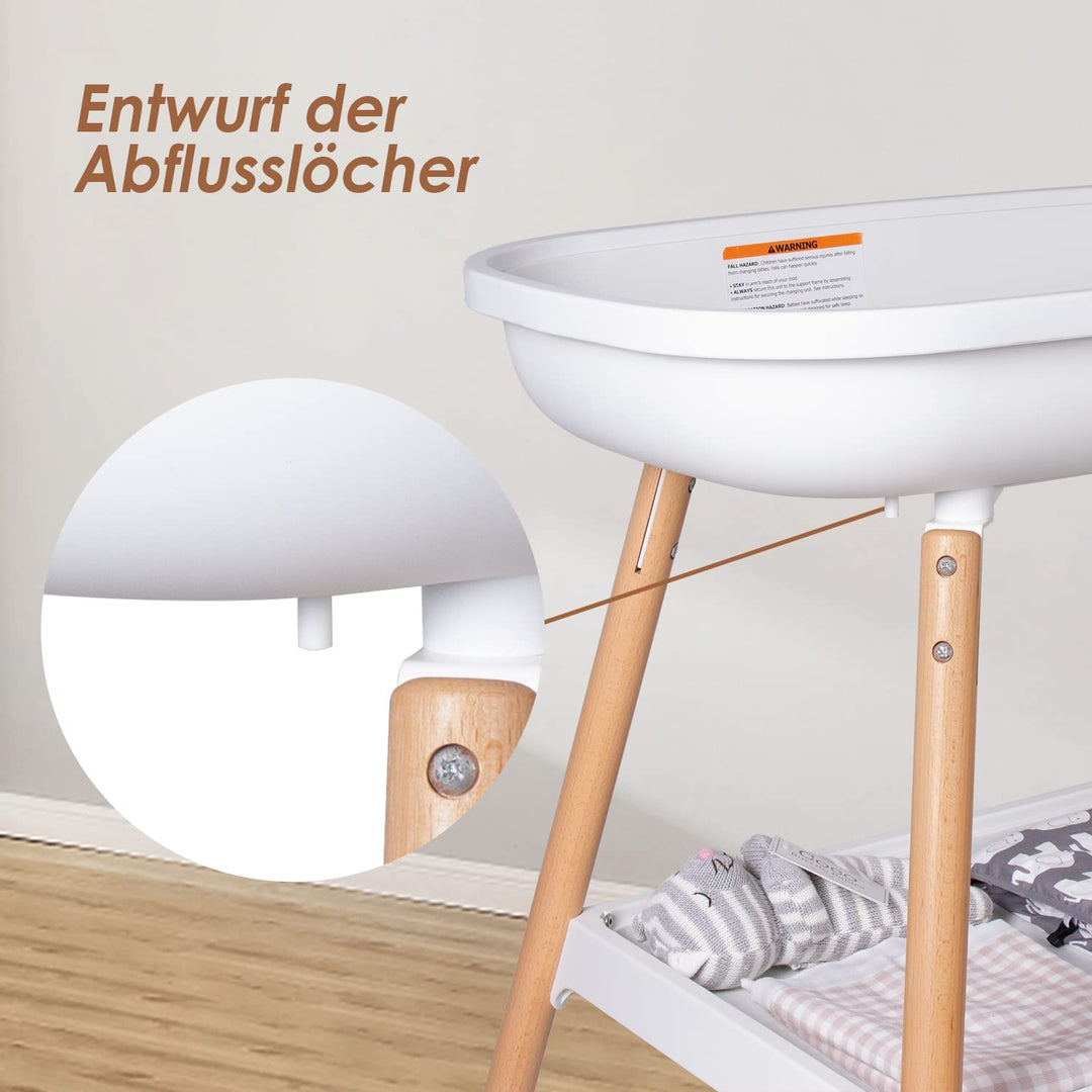 Beberoad Wickeltisch für Babys, Wickeltisch mit grossen Aufbewahrungsfläche und Wasserdichte Hängeta