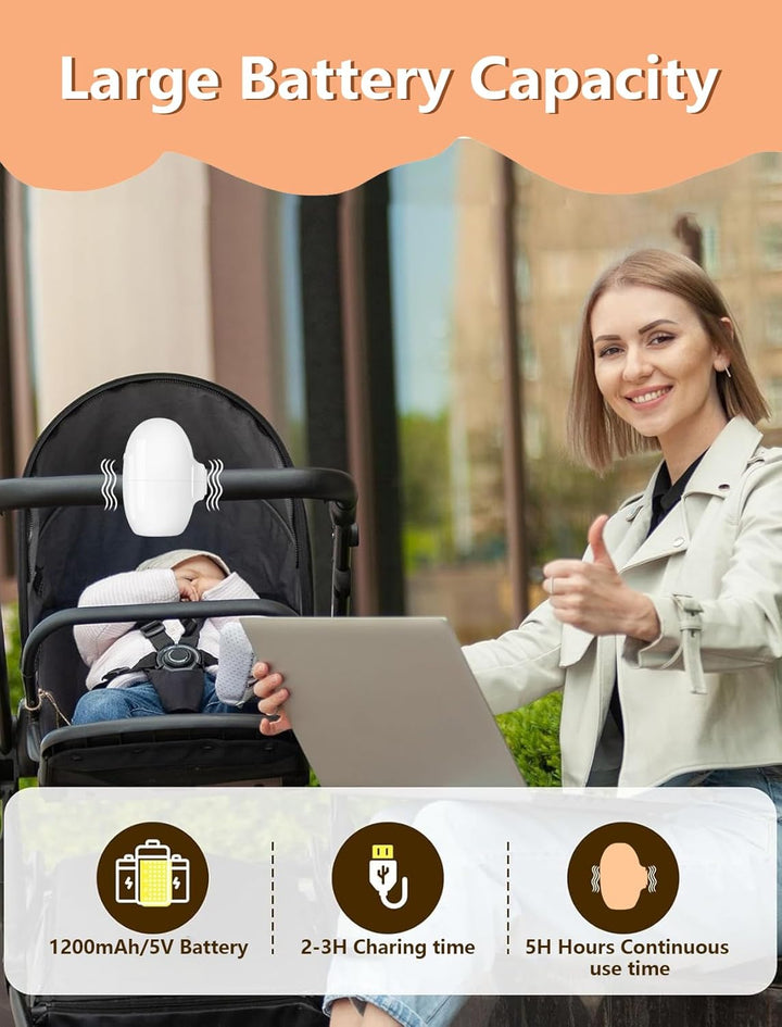 Kinderwagenschaukler, Einschlafhilfe Baby Wiederaufladbar (USB-C), 5 Einstellbare Schaukelintensität