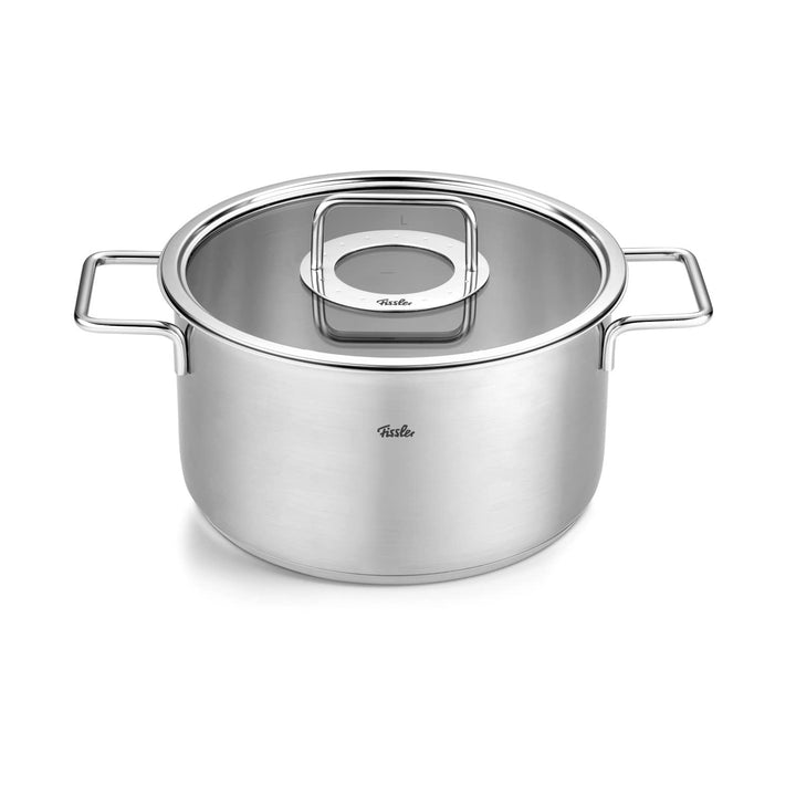 Fissler Pure Collection/Edelstahl-Kochtopf (Ø 24 cm, 5,7L) Töpfe inkl. Glas-Deckel, Innen-Skalierung
