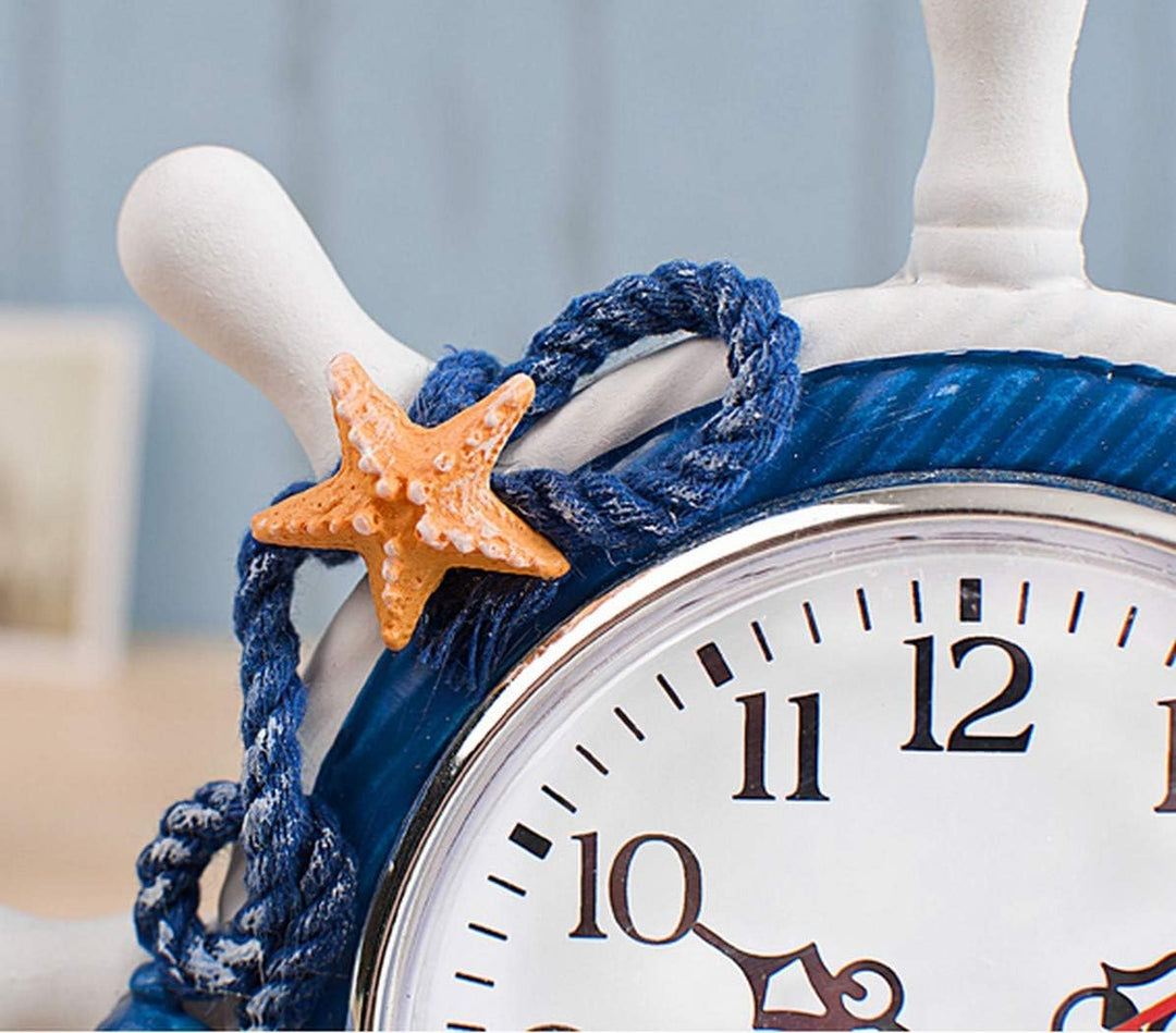 SWHONG Radruder Moderne Tischuhr Mediterran Nicht tickend Kleine Leuchtturm Wanduhren Marine Souveni