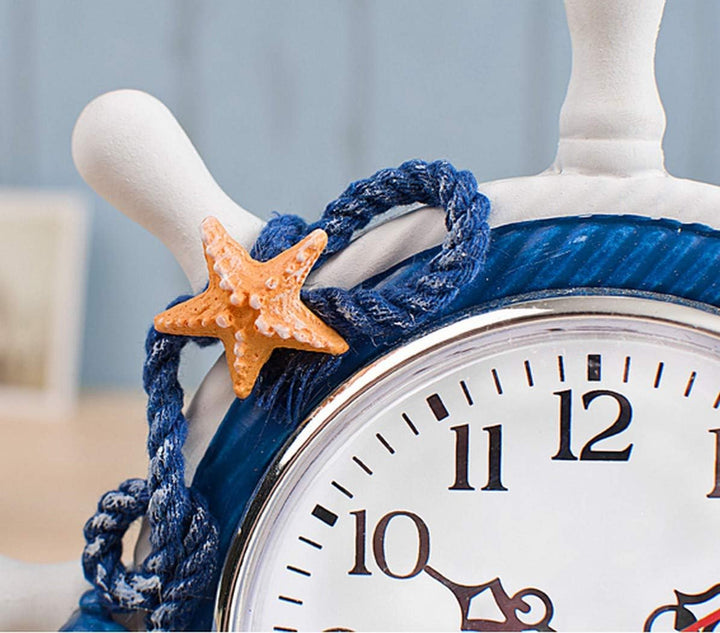 SWHONG Radruder Moderne Tischuhr Mediterran Nicht tickend Kleine Leuchtturm Wanduhren Marine Souveni