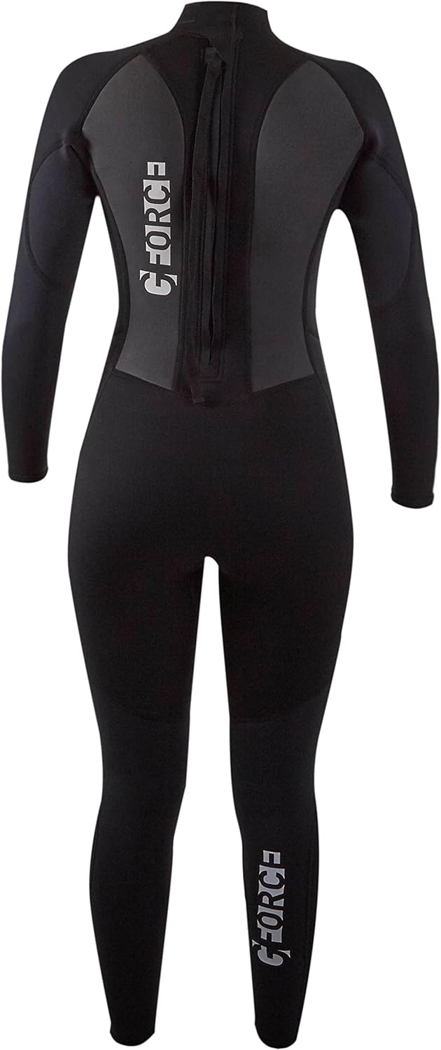 GUL Damen G-Force 3mm Back Zip Neoprenanzug - Schwarz - 100% D-Flex Einsätze für Strapazierfähigkeit