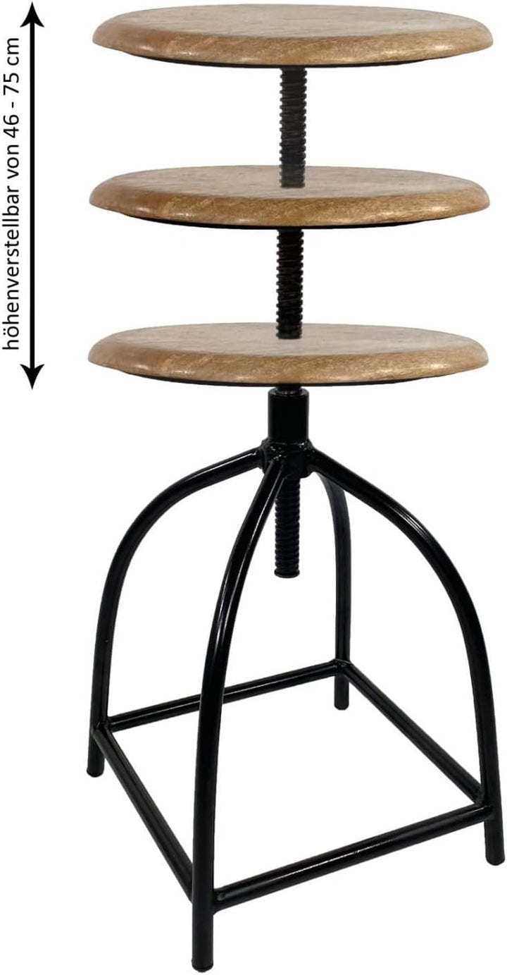 casamia Drehhocker höhenverstellbar Liverpool Holz Metall Industrial Farbe schwarz 1 Hocker, Schwarz