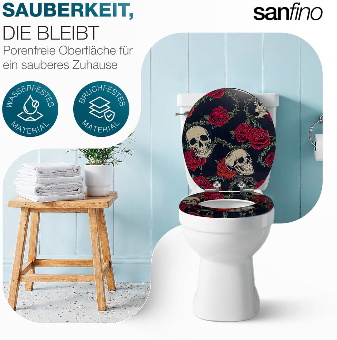 Premium WC Sitz mit Absenkautomatik – hochwertige Toilettendeckel aus Holz, viele bunte Motive, hohe