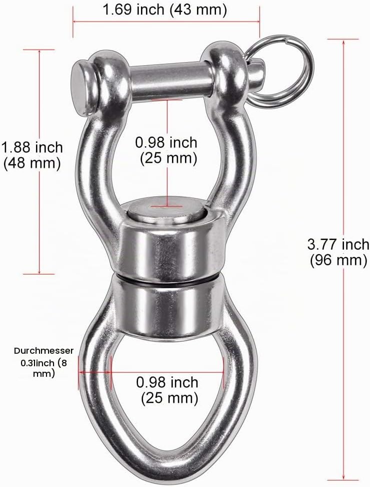SELEWARE Silent Bearing Swing Swivel, Edelstahl 1200LB 360 ° Rotationsgerät Hängezubehör mit Abnehmb