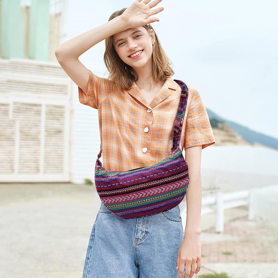 PORRASSO Hippie Umhängetasche Damen Schulterbeutel Leicht Schultertasche Tote für Reise Strandschule