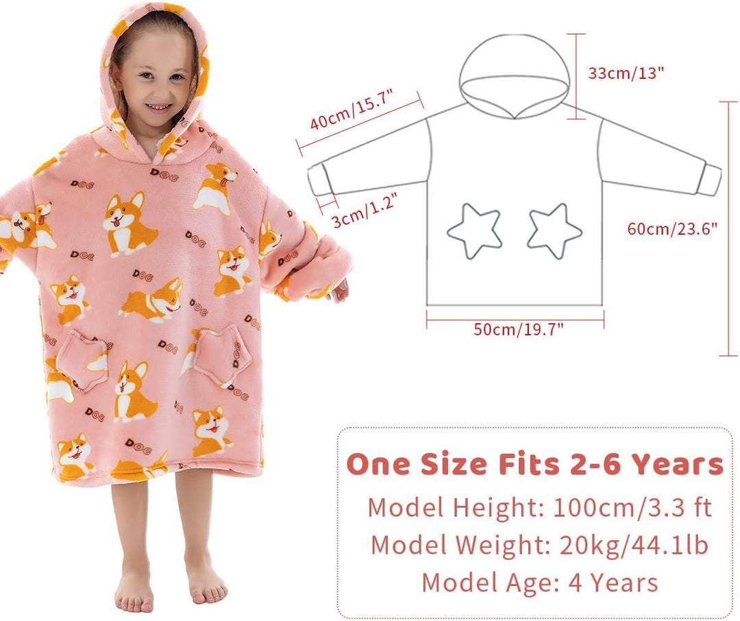 Wenlia Übergrosse Hoodie Sweatshirt für Erwachsene, Kinder, Kleinkinder, Sherpa Decke Sweatshirt Fla