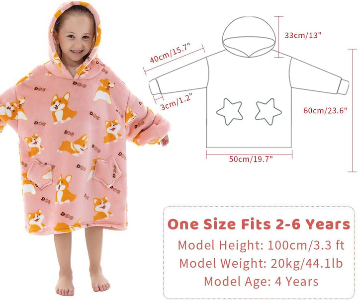 Wenlia Übergrosse Hoodie Sweatshirt für Erwachsene, Kinder, Kleinkinder, Sherpa Decke Sweatshirt Fla