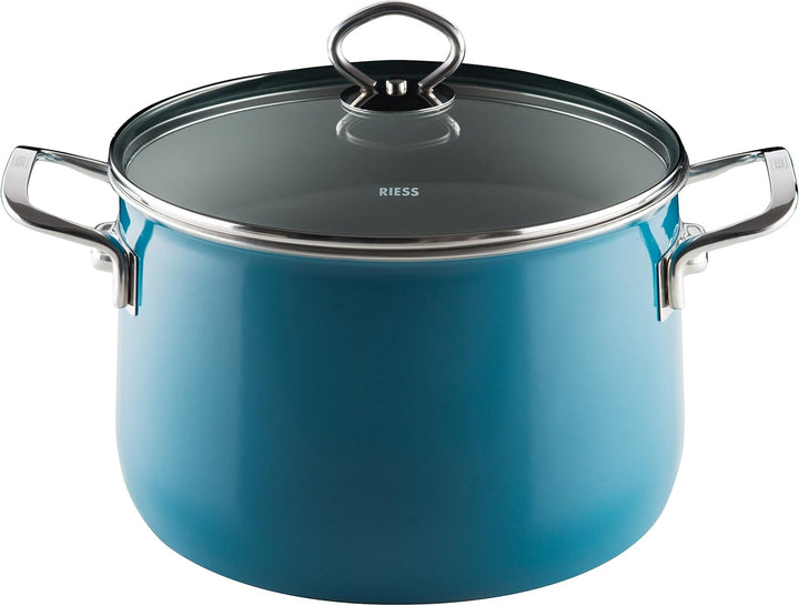 Riess, 0705-010, Fleischtopf mit Glasdeckel, NOUVELLE-AQUAMARIN EXTRA STARK, Durchmessser 24 cm, Höh