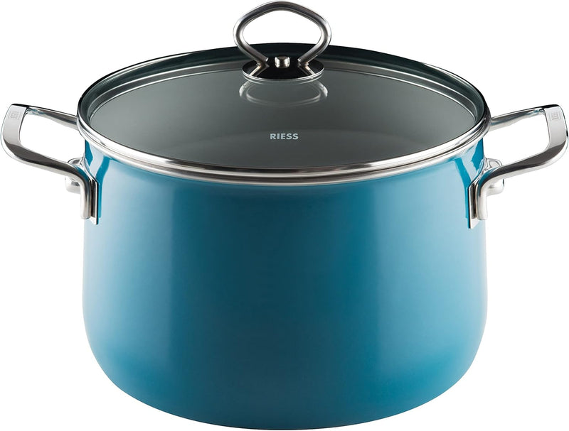 Riess, 0705-010, Fleischtopf mit Glasdeckel, NOUVELLE-AQUAMARIN EXTRA STARK, Durchmessser 24 cm, Höh