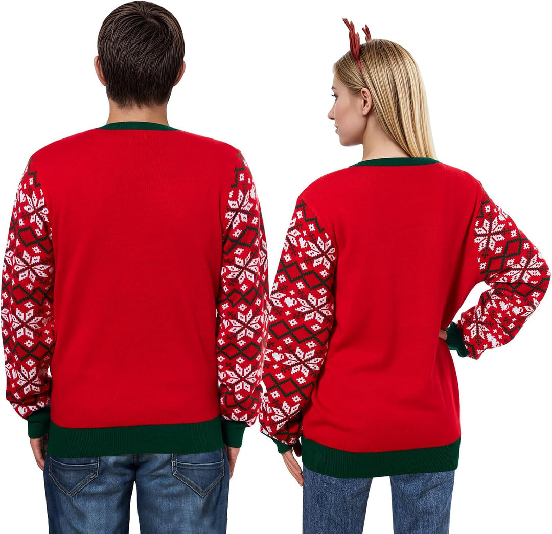 Belovecol Unisex Weihnachtspullover LED Ugly Christmas Sweater Pullover Langarm Strickpullover XXL R