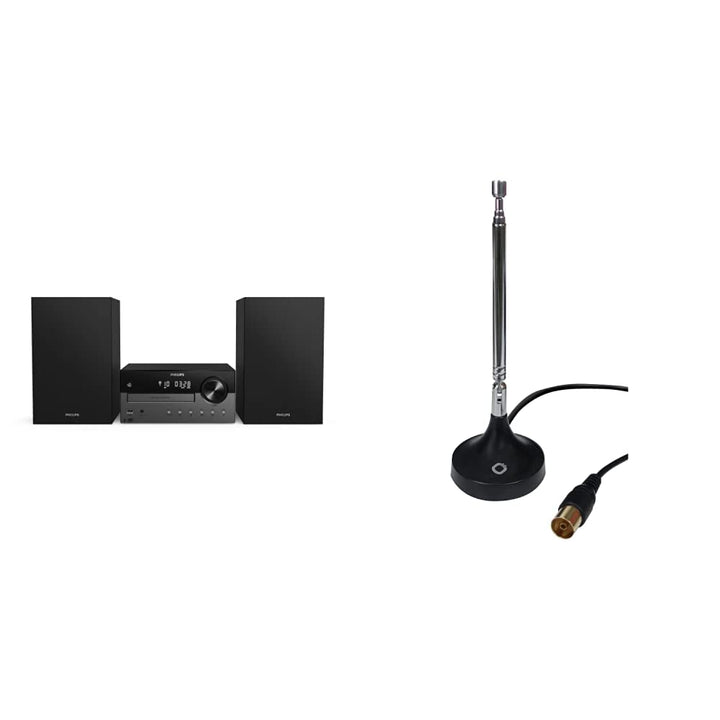 Philips M4505/12 Mini Stereoanlage mit Bluetooth & Oehlbach Radio Rod FM DAB+ Stabantenne für DAB+ F