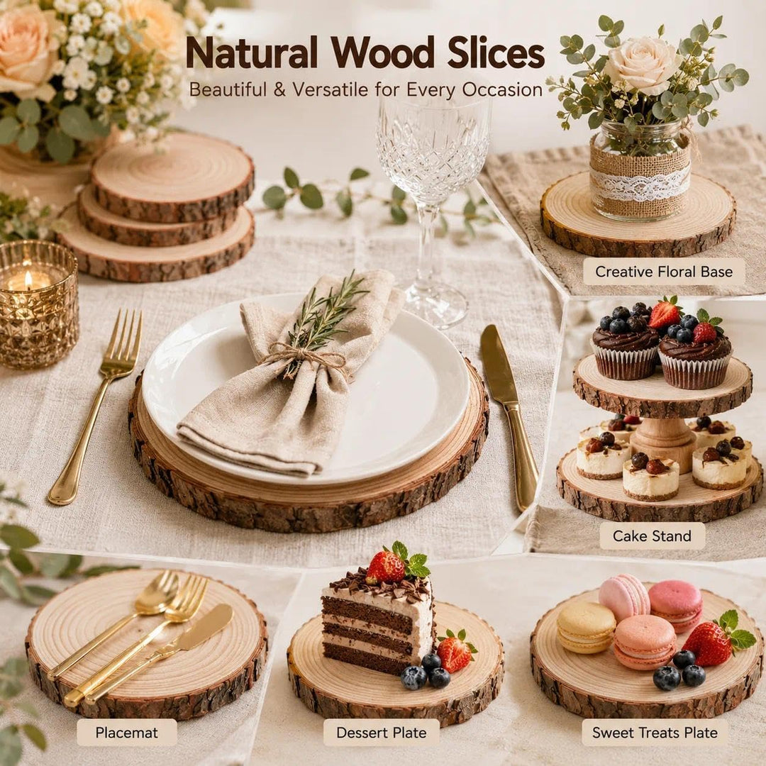ilauke 16 Stücke Holzscheiben Holz Log Scheiben 9-10cm Runde Naturholz Baumscheiben Ca.10mm Dicke fü