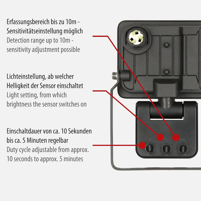 Brennenstuhl LED Strahler JARO 1060 P (LED Wandstrahler für aussen IP65, 10W, 1150lm, 6500K, mit Bew