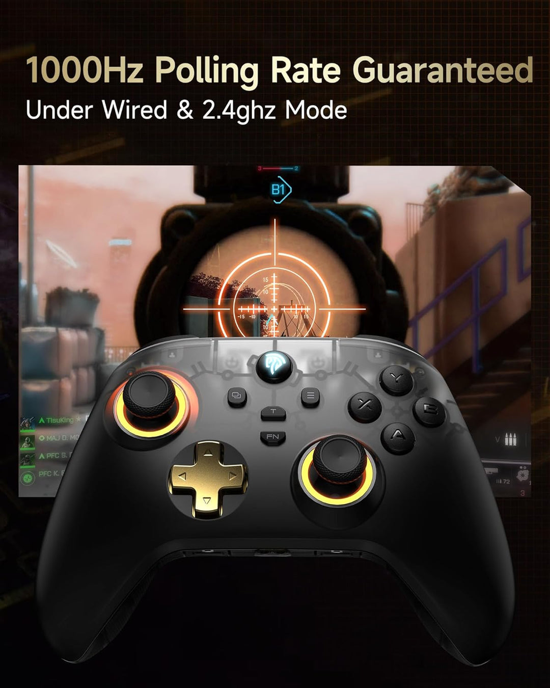 EasySMX D05 PC Controller mit Ladestation, Controller PC Wireless mit Hall Joystick & Hall Trigger,