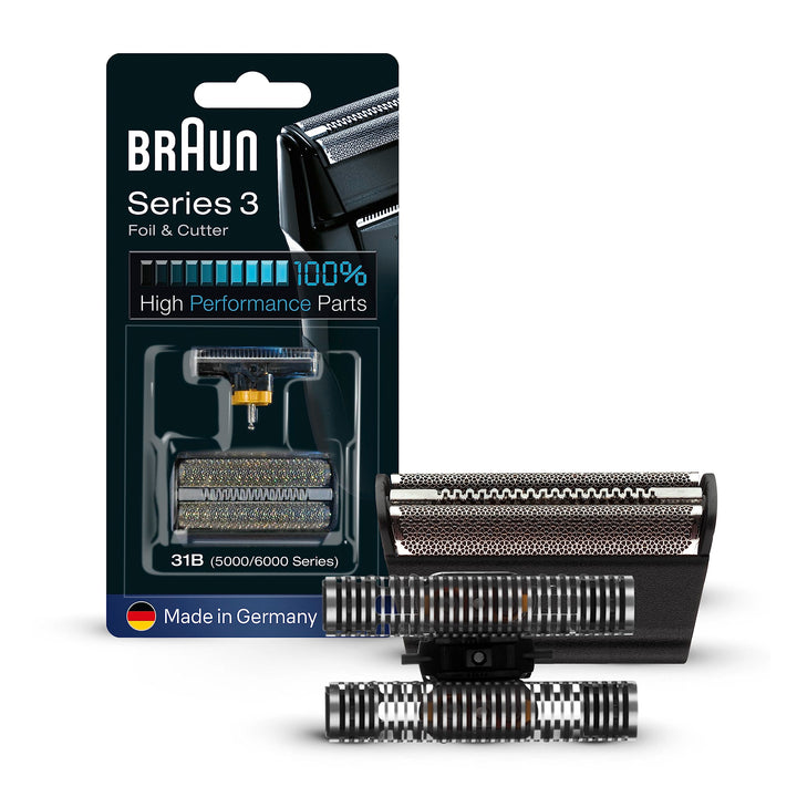 Braun Ersatzscherteil 31 B Schwarz, Kompatibel mit Series 3 Rasierern Scherkopf 31B, Scherkopf 31B