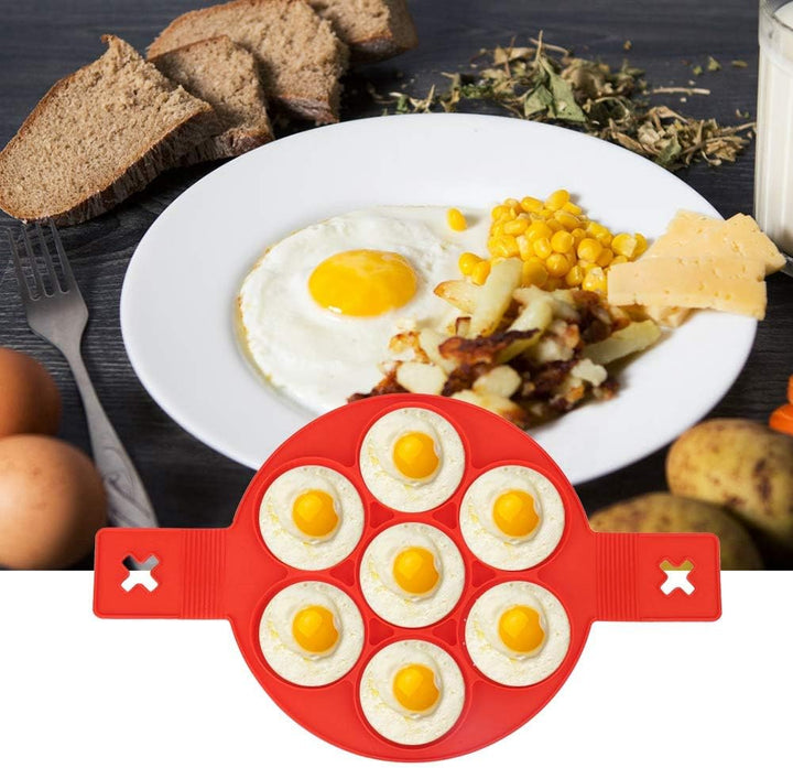 2 Stück Eier Pfannkuchen Ring Antihaft Pfannkuchen Maschine Form Silikon Friteuse 7-Loch Runde Diy E
