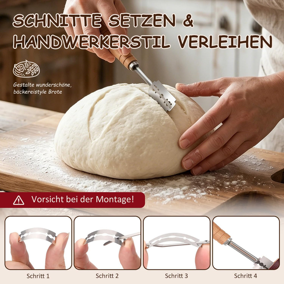 DARDVORLAG Sauerteig Starter Set,15 Teilig Gärkörbchen Brot Set mit Oval & Rund Gärkorb,Teigschaber,