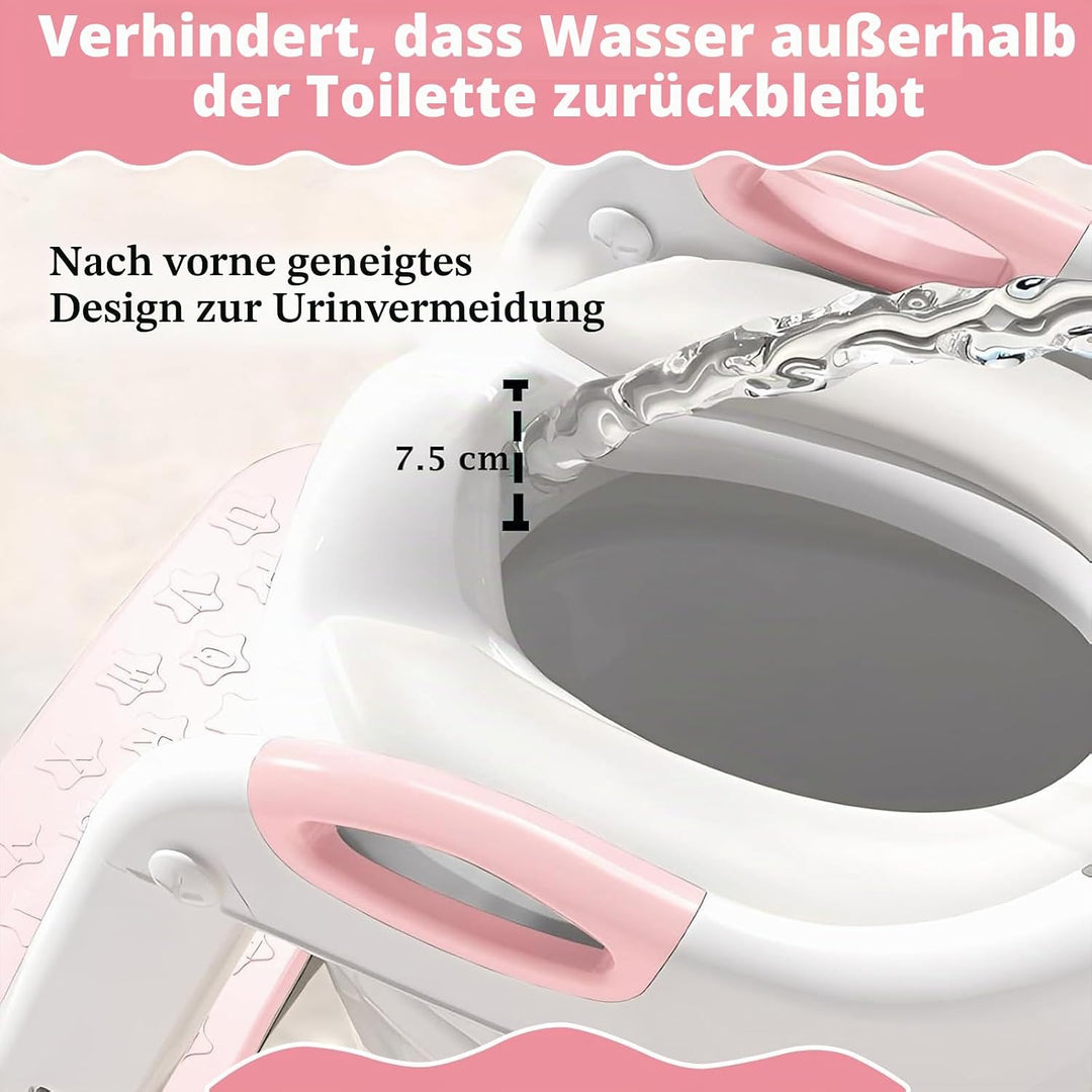 Toilettenleiter für Kinder, Höhenverstellbare Toilettenleiter klappbar als Tritthocker, 2 in 1 Kind