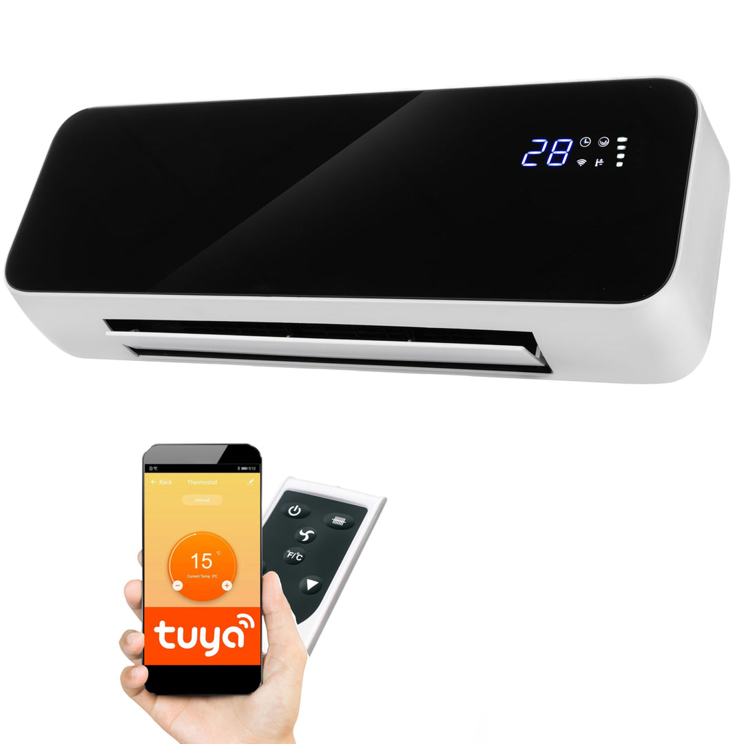 Lehmann LHOHH-2013A Wandheizlüfter mit 2 Leistungsstufen 1000/2000 W | Wand Heizlüfter mit Wi-Fi, Fe