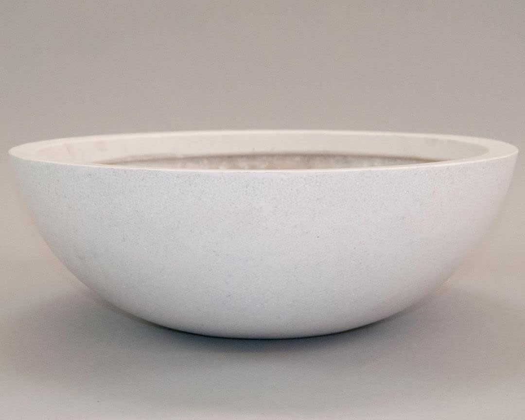 Eleganteinrichten Blumenkübel Fiberglas Schale D46xH16cm Perlmutt weiss.