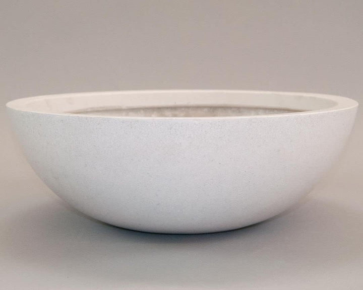 Eleganteinrichten Blumenkübel Fiberglas Schale D46xH16cm Perlmutt weiss.