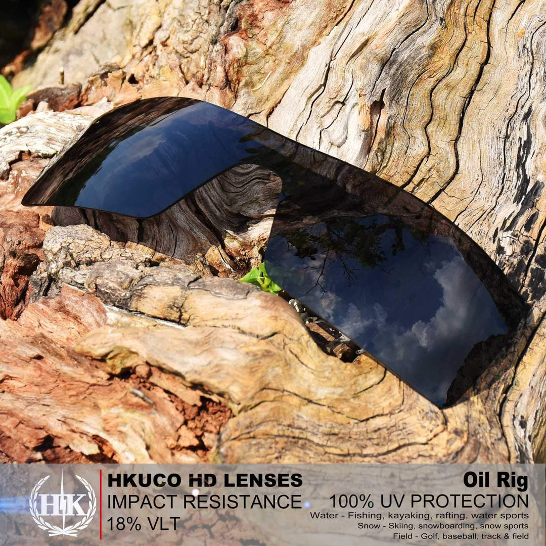 HKUCO Plus Replacement Lenses For Oakley Oil Rig Sunglasses Black/Transparent Polarized