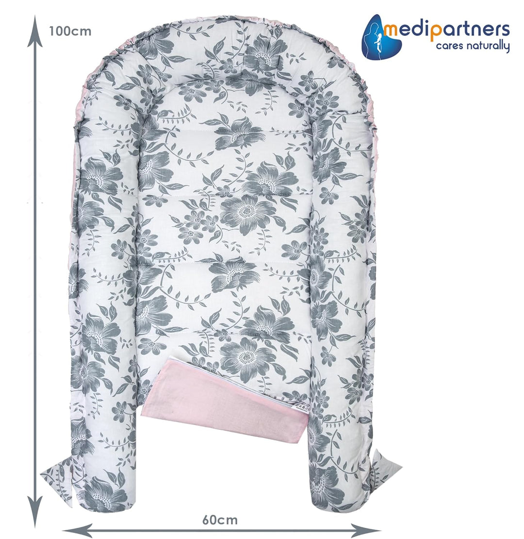Medi Partners Babynest Nestchen Baby Set für Neugeborene - 100x60x15 Kuschelnest 5 teilig tragbar Ne