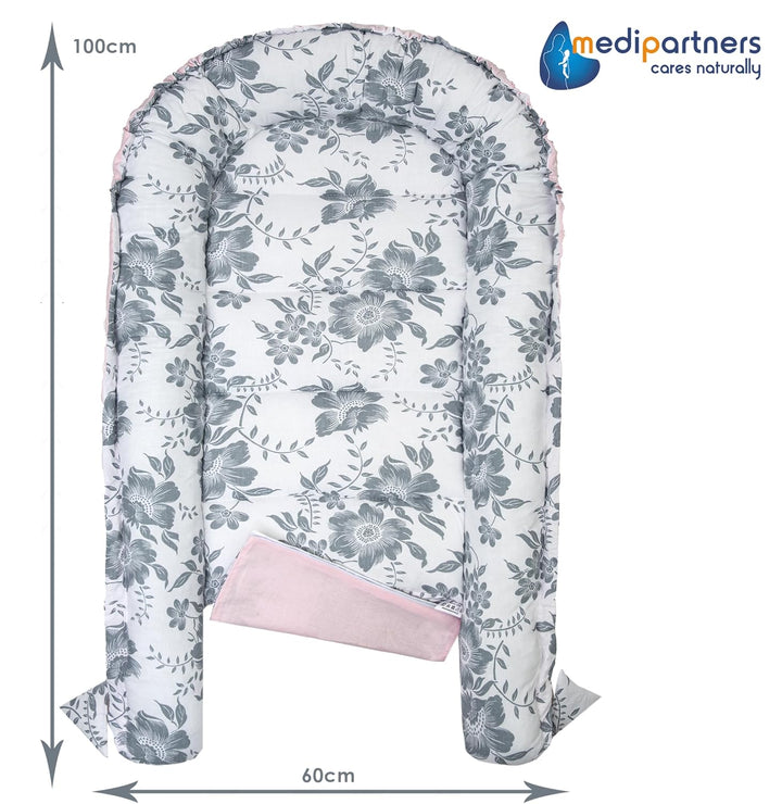 Medi Partners Babynest Nestchen Baby Set für Neugeborene - 100x60x15 Kuschelnest 5 teilig tragbar Ne