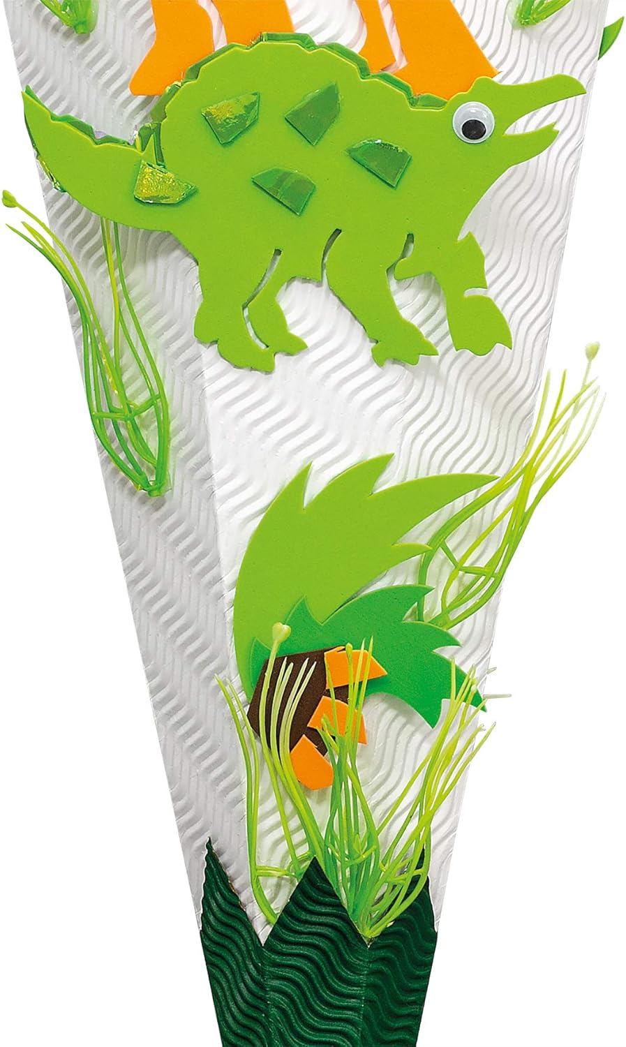 ROTH Schultüten-Bastelset Dino 68cm 6-eckig Rot(h)-Spitze Kreppverschluss, Dino