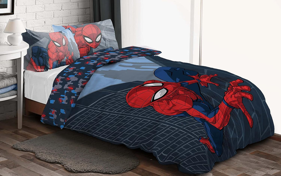 Jay Franco Marvel Spiderman City Streets Einzelbettgrösse Kinderbettwäsche-Set mit Bettbezug 135x200