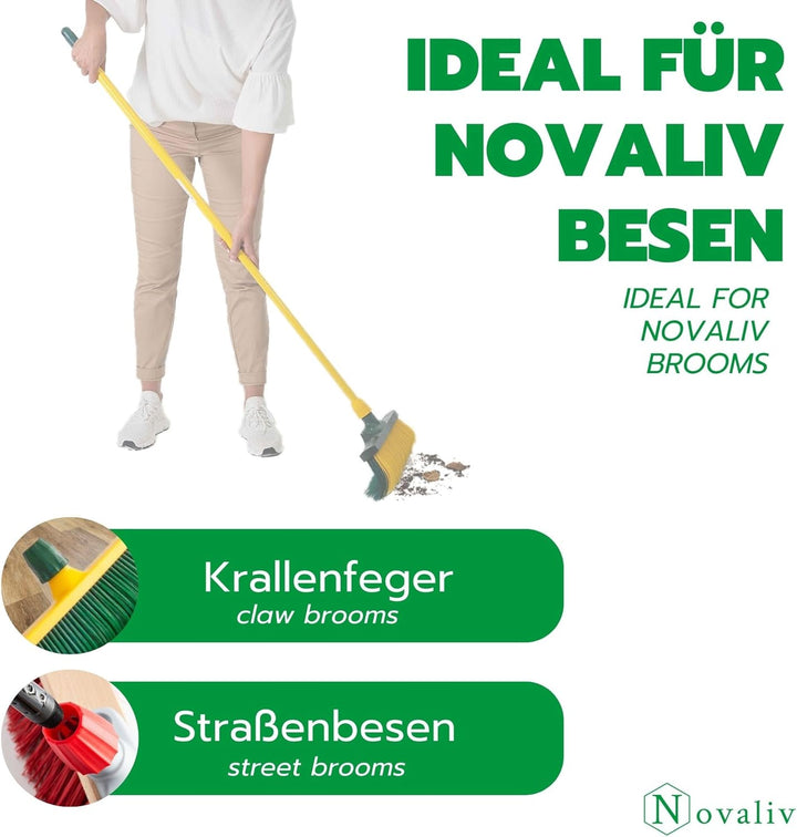Novaliv 2x Gerätestiel Holz 130 cm mit Gewinde 24 mm Holzstiel Universalstiel Stab Ersatzstiel Besen